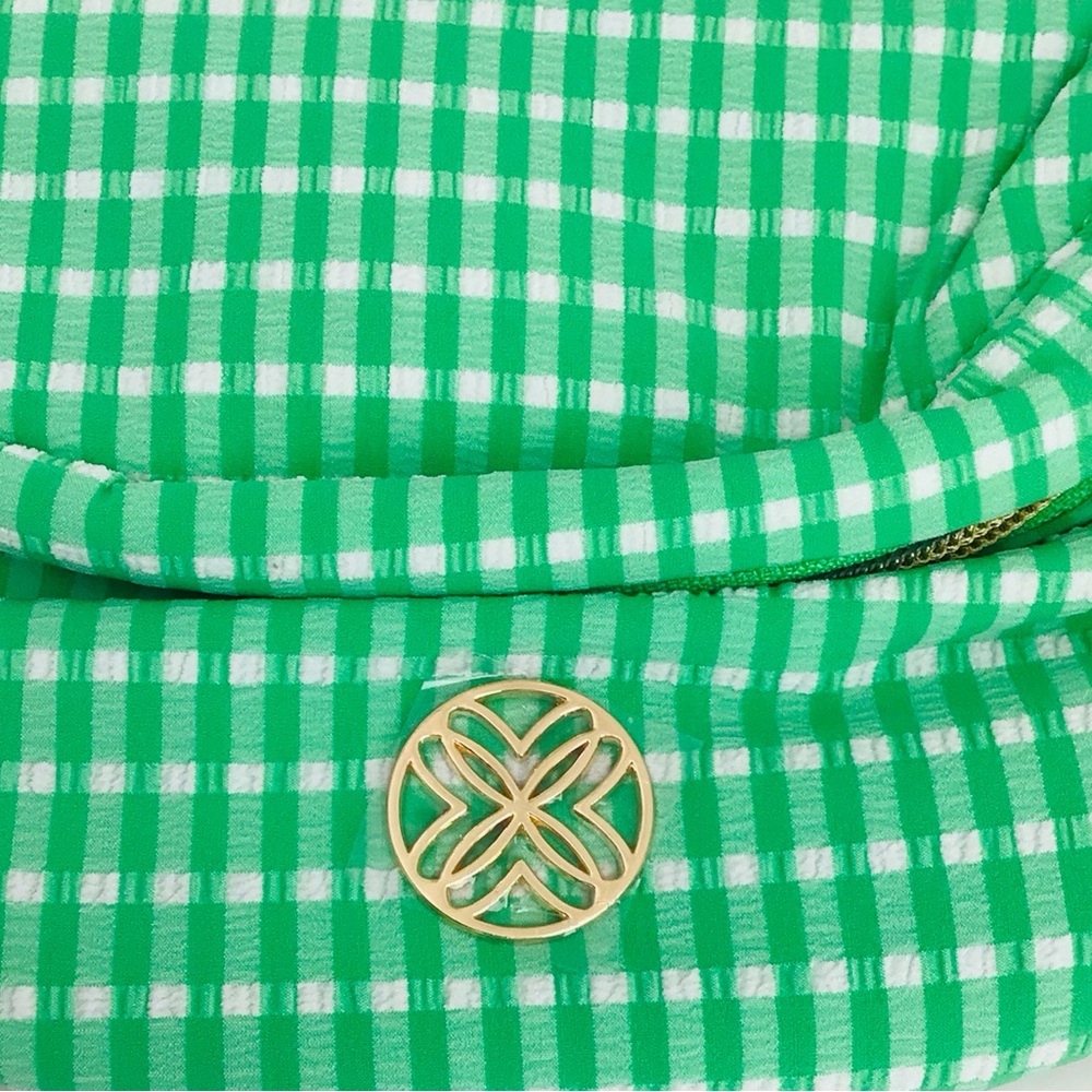 Lilly Pulitzer Glenna Belt/Crossbody Bag-Fauna Green Gingham NWT In Package - Picture 10 of 12